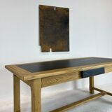 Oak farmhouse table, black top
