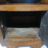 Ancienne table de nuit en bois et marbre