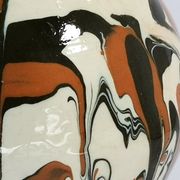 Round vase / signature fm / 1970s / mid-century / modernist / french ceramics