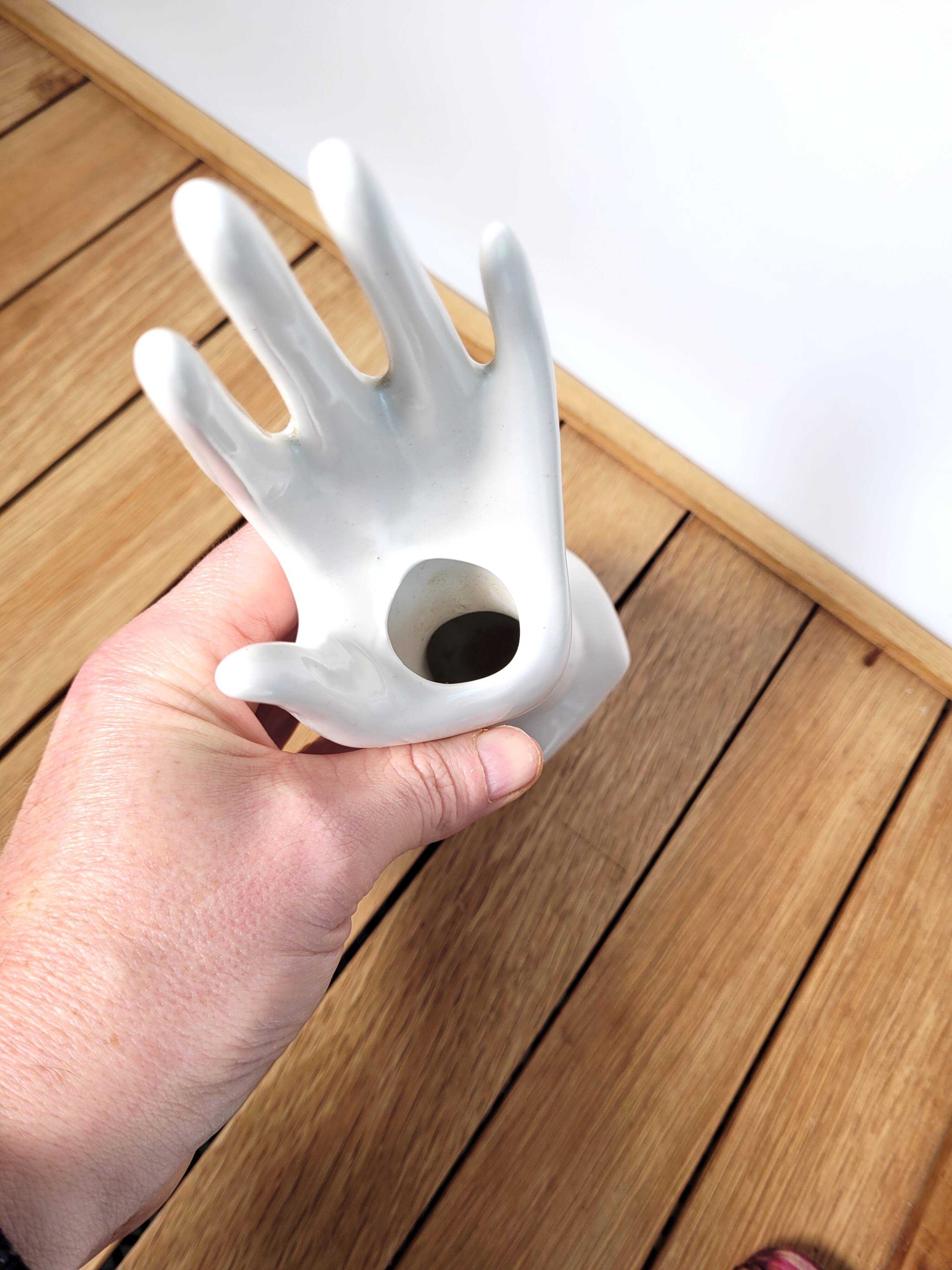 Main vintage porte bagues et vase soliflore