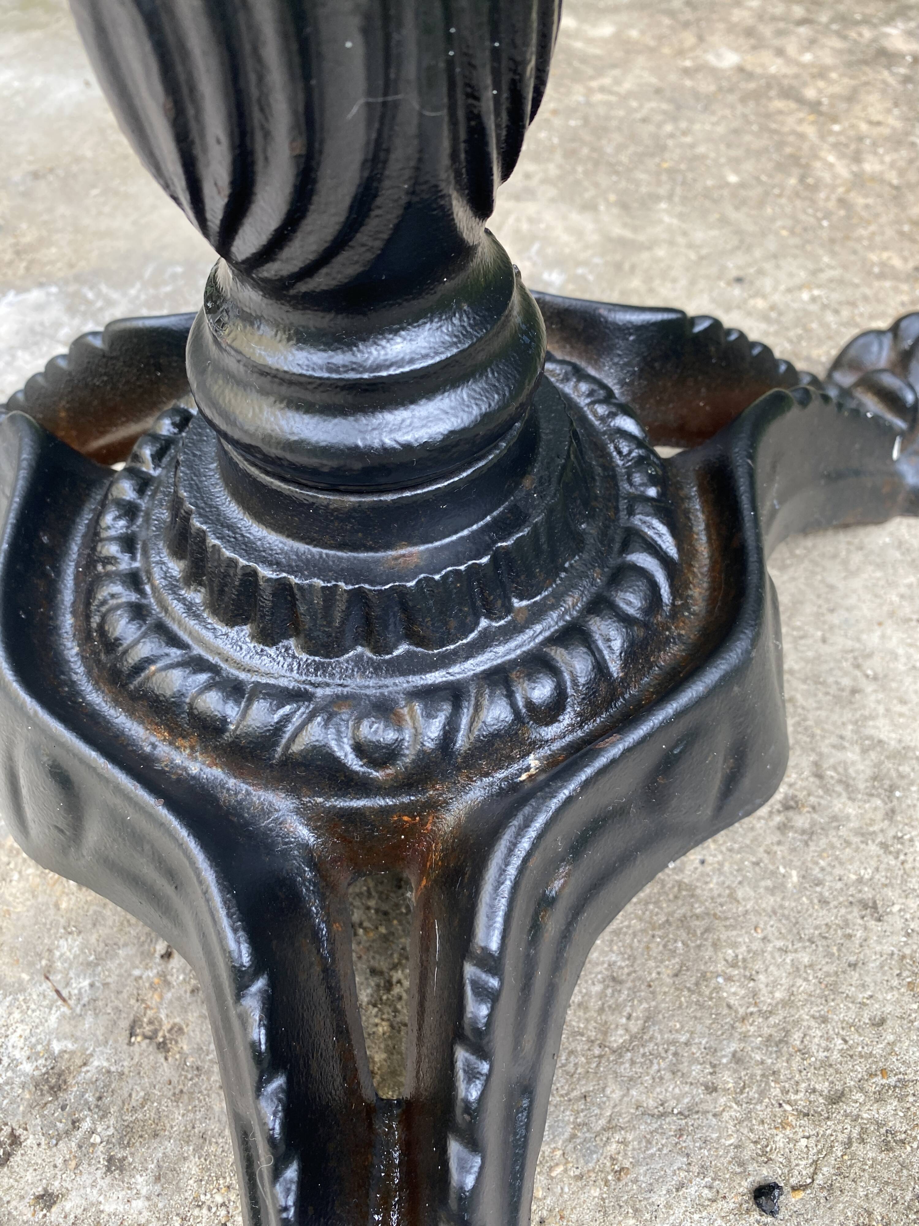 Bistro table, vintage side table, cast iron legs, imitation resin top