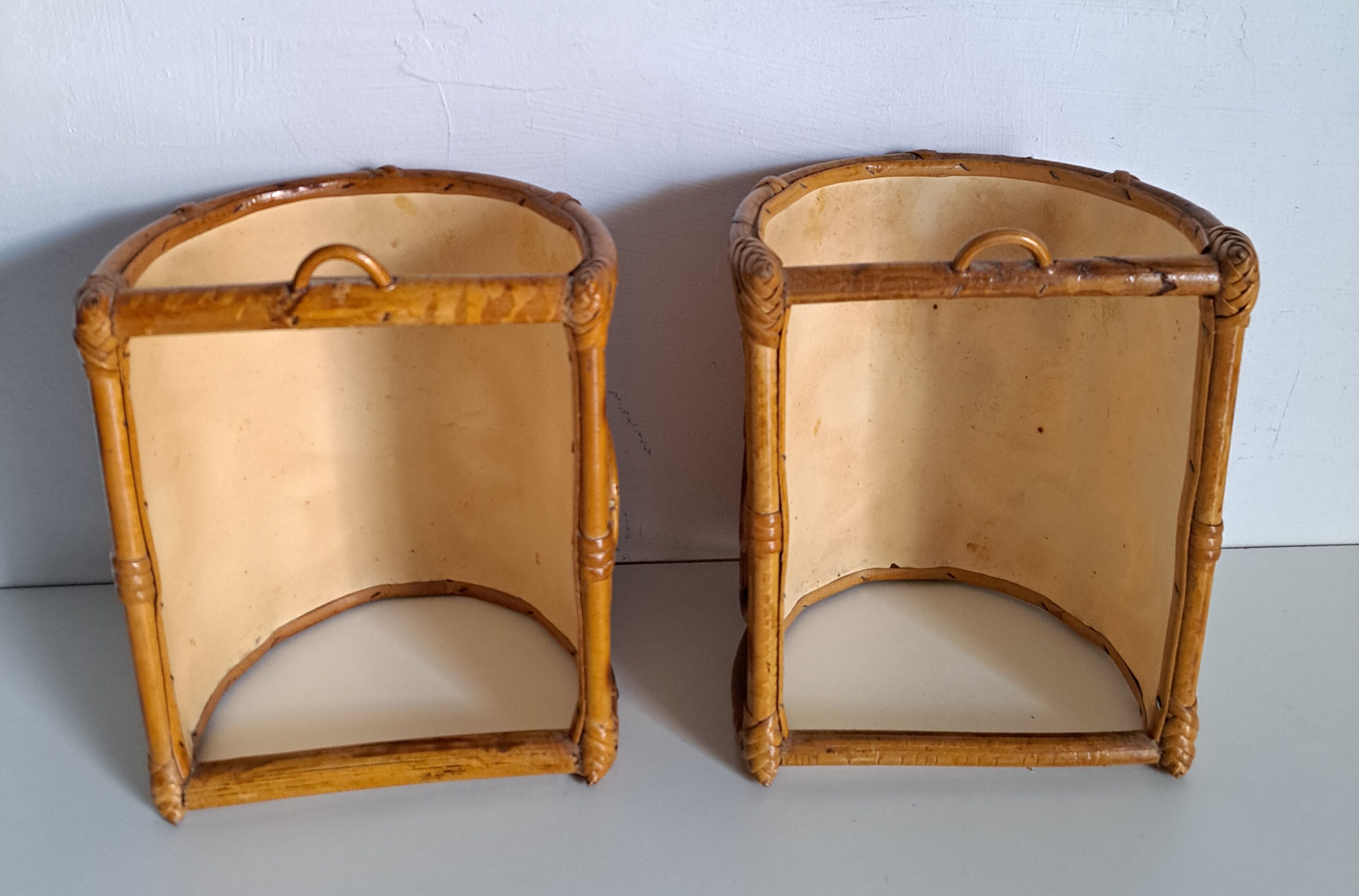 Pair of bamboo sconces