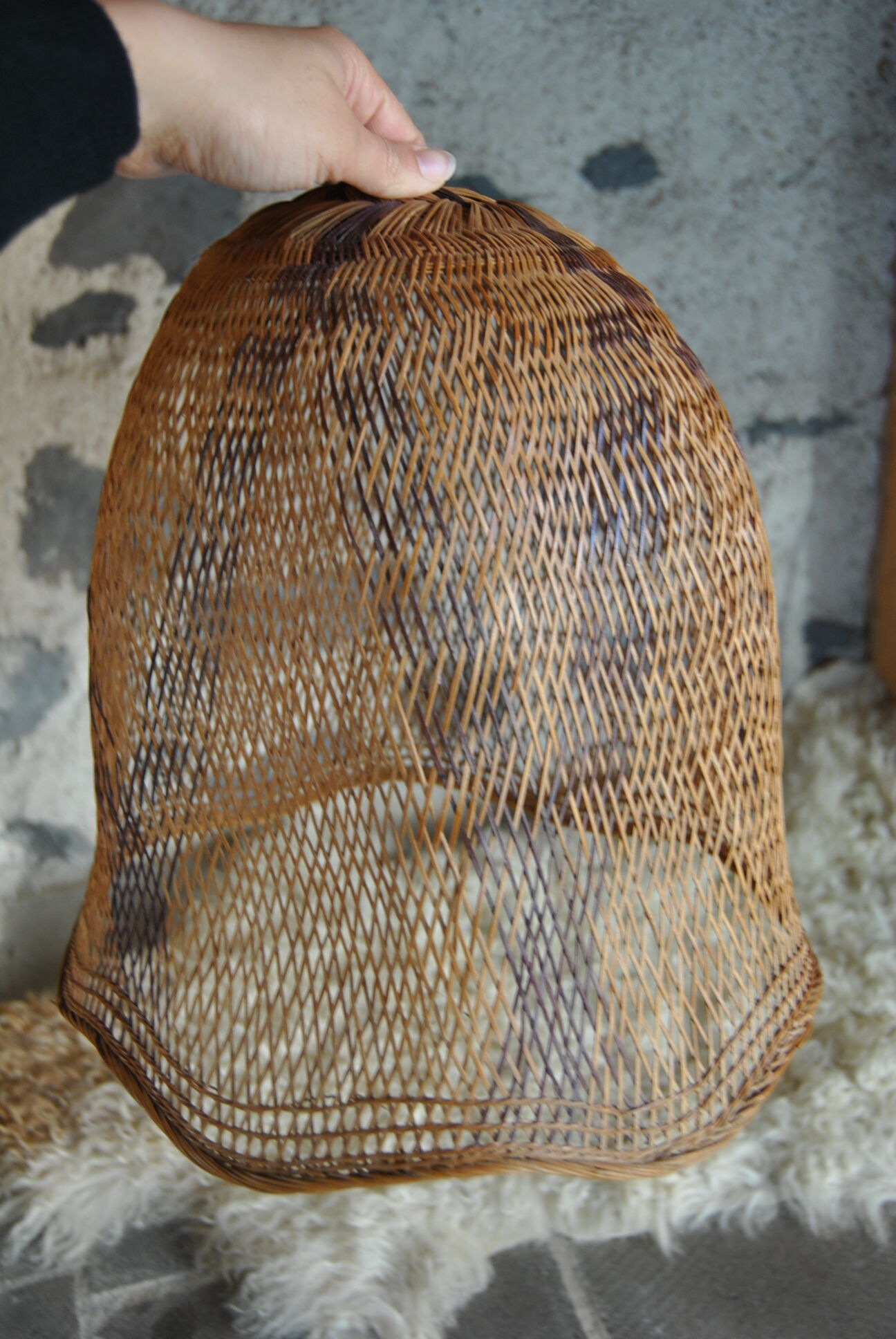 Braided raffia lampshade - Vintage authentic 70s