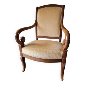 Fauteuil en acajou et placage d'acajou d'époque Restauration, vers 1820