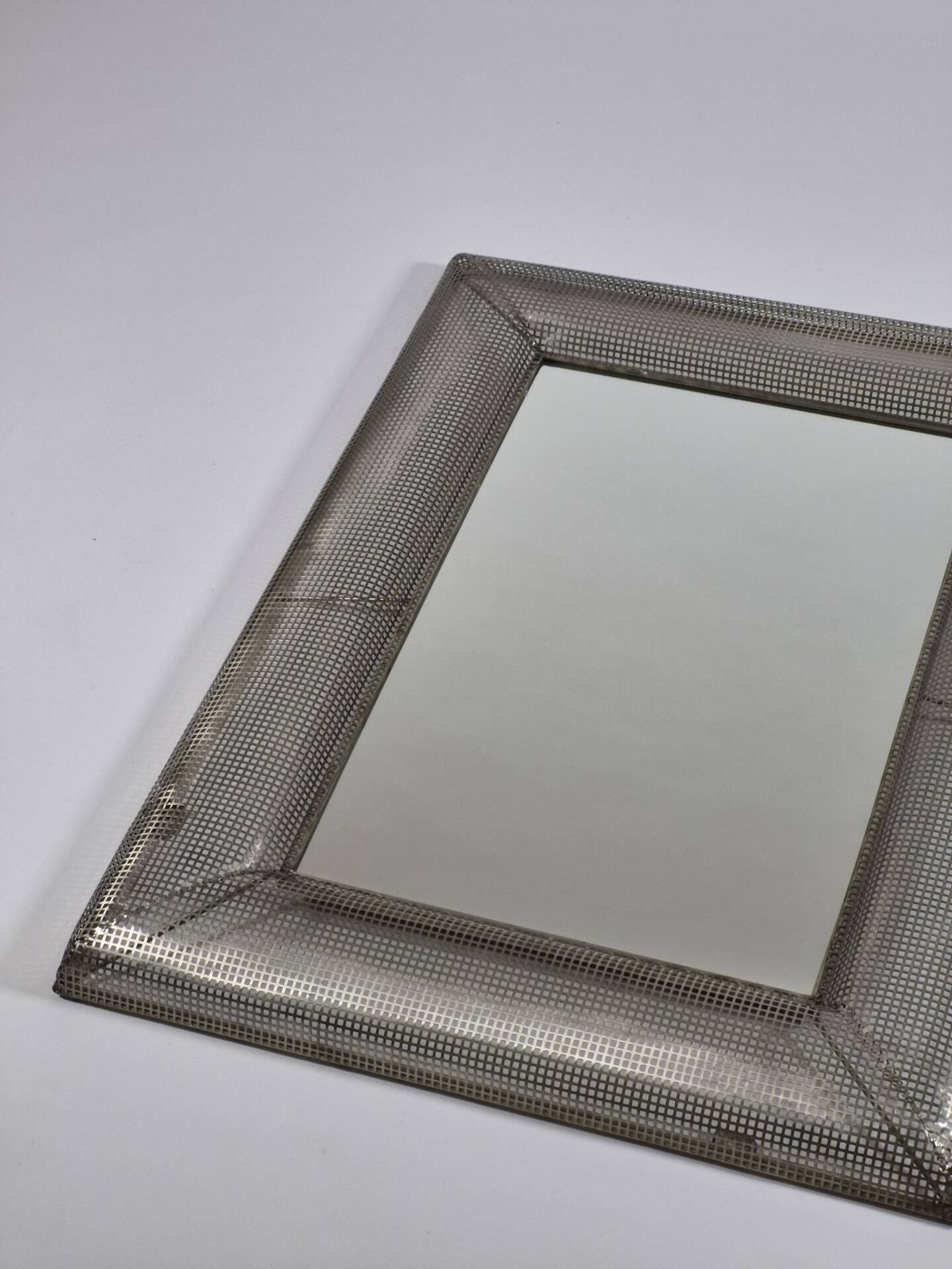 Vintage postmodern metall grid wall mirror