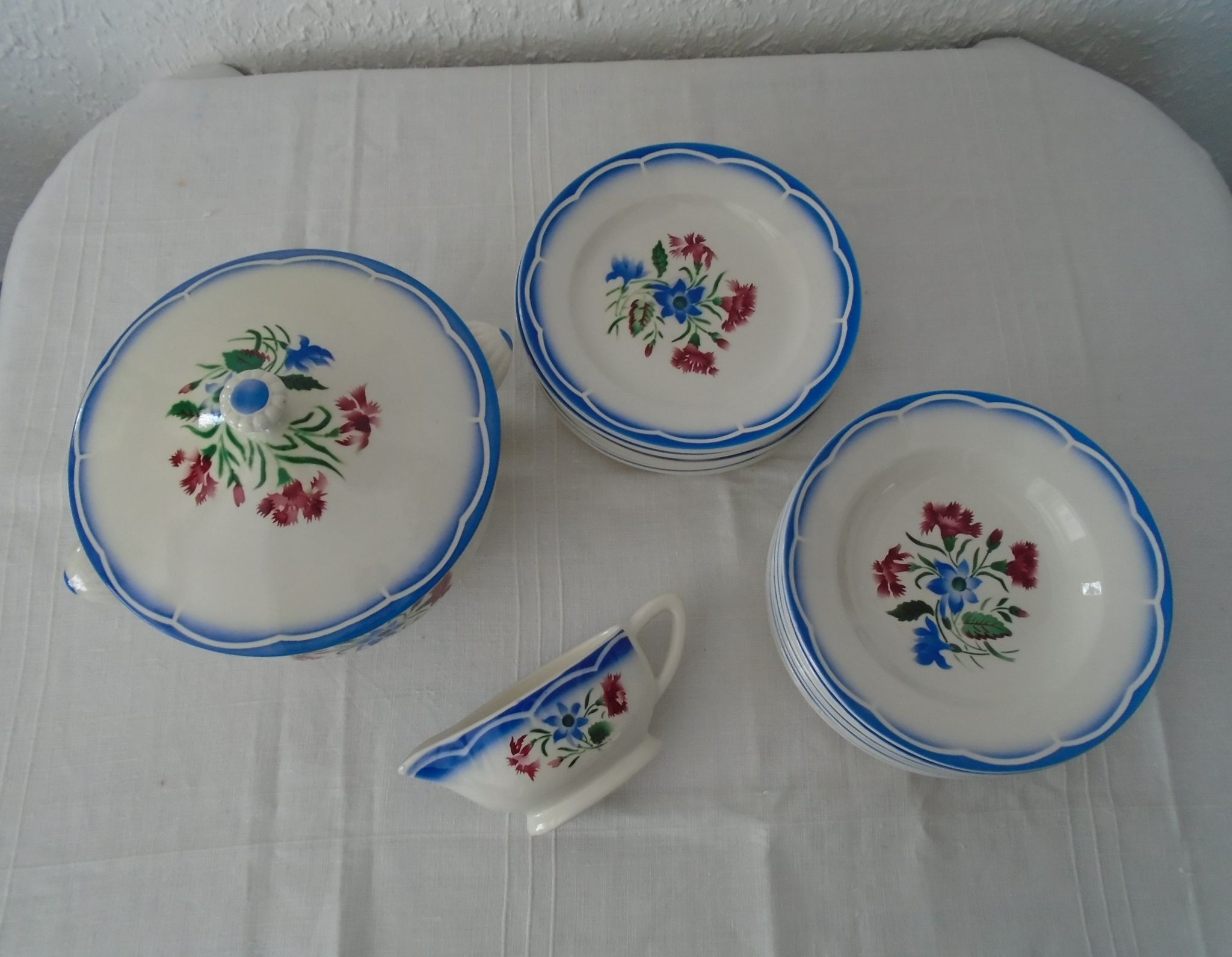 Set of 22 pieces ELORN Sarreguemines Digoin ancient faience