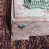 Colonne haute en marbre rose et bronze style Louis XVI