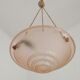 Vintage pink glass lamp with 3 cord hangers and pink ceiling 5001.