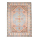 1970s Vintage Turkish Oushak Handmade Wool Cotton Blue Area Rug 220x310