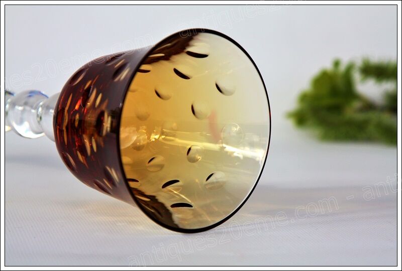 Series of 5 glasses wine from the Rhine Roemer St Louis Crystal model Bubbles