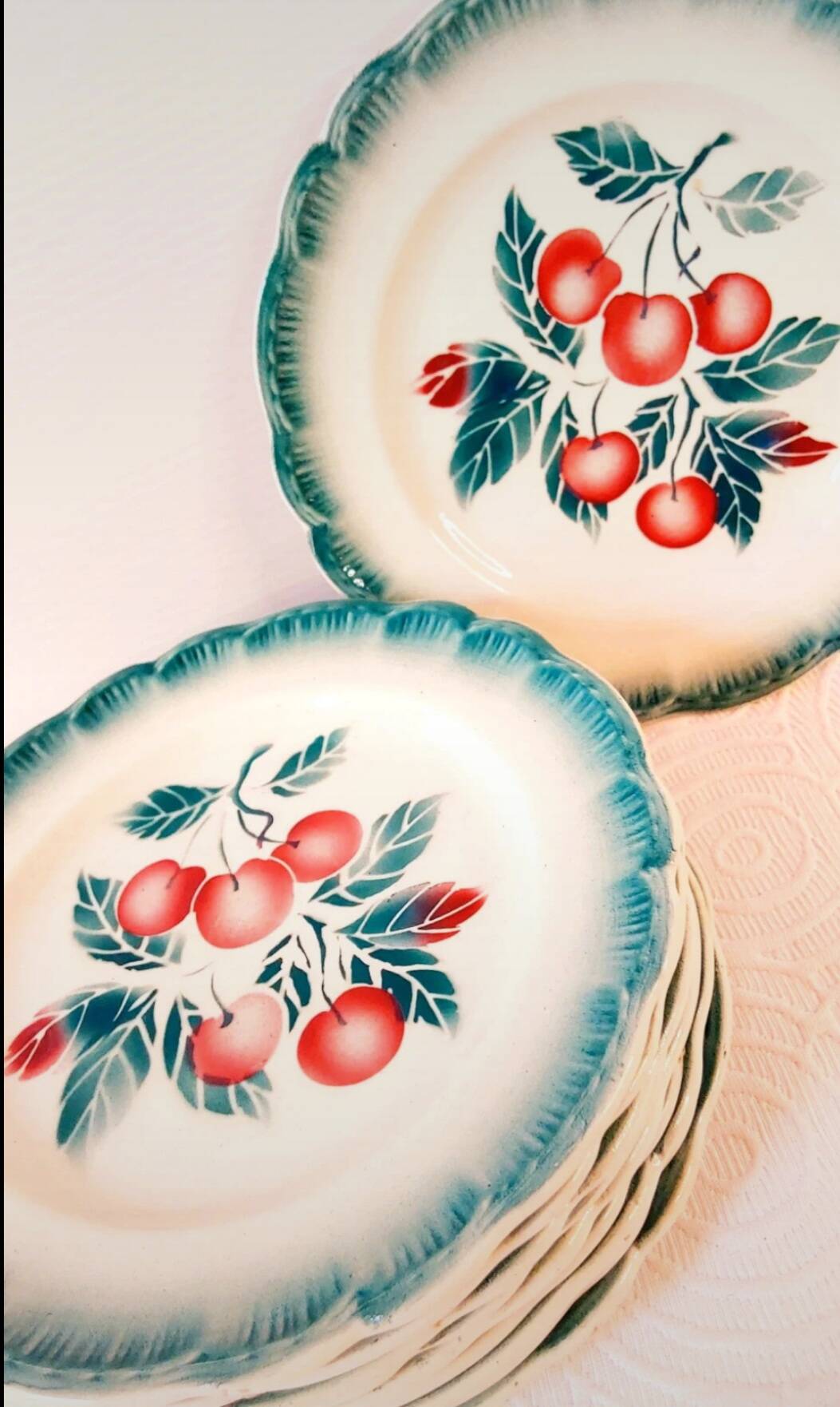 Badonviller ''Bouquet of cherries'' dessert plates