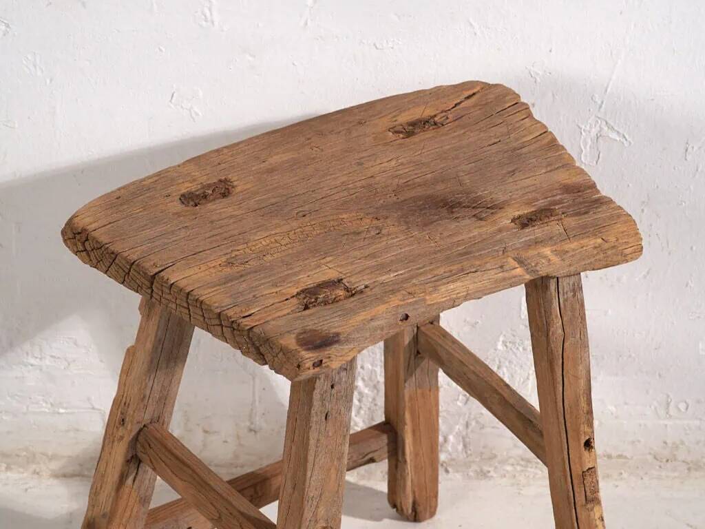 Tabouret ancien de style primitif (c.1900) #5