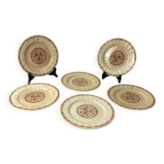 6 assiettes en terre de fer Gien