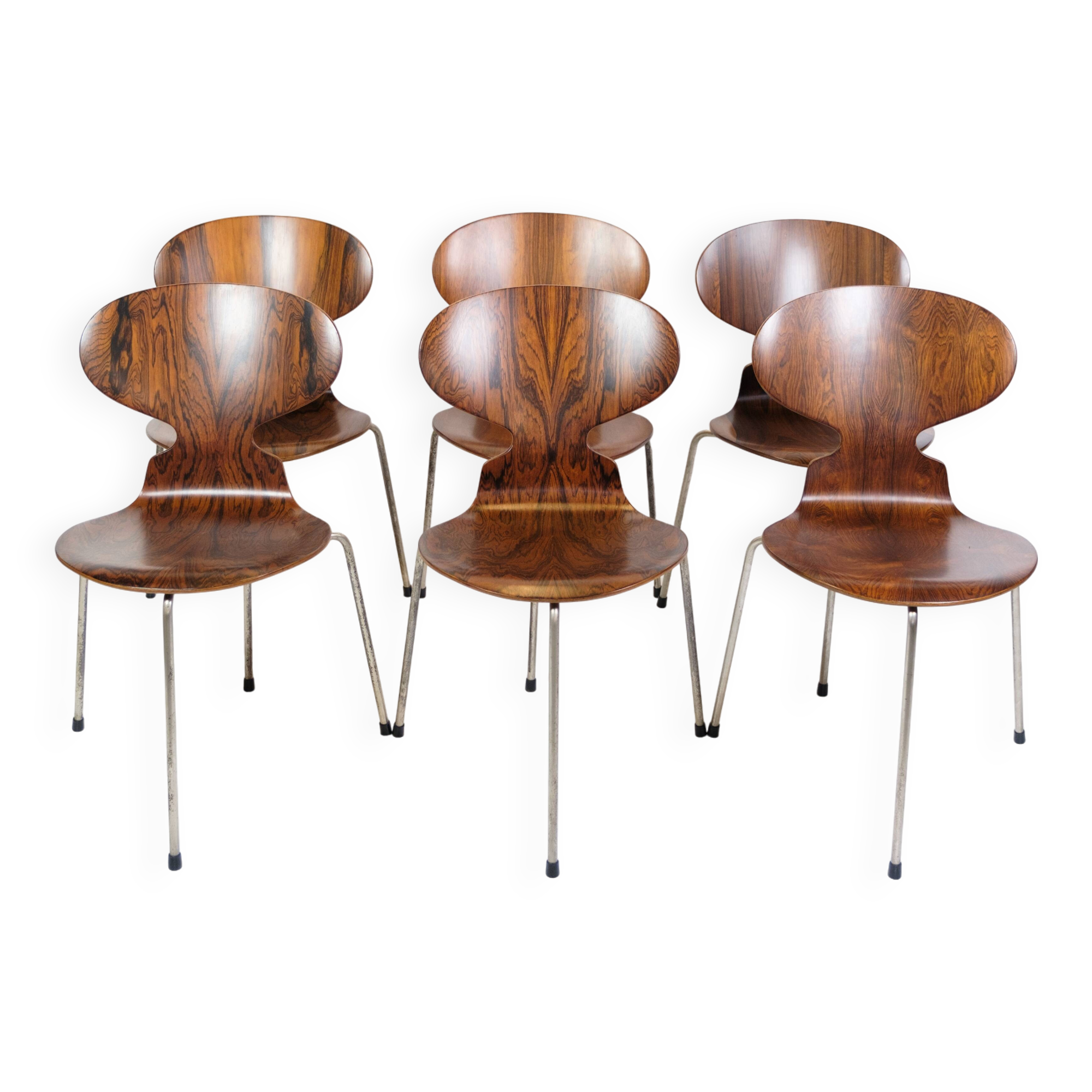 Set Of 6 Ant Chairs Model 3101 Made In Rosewood By Arne Jacobsen For Fritz Hansen From 1950s