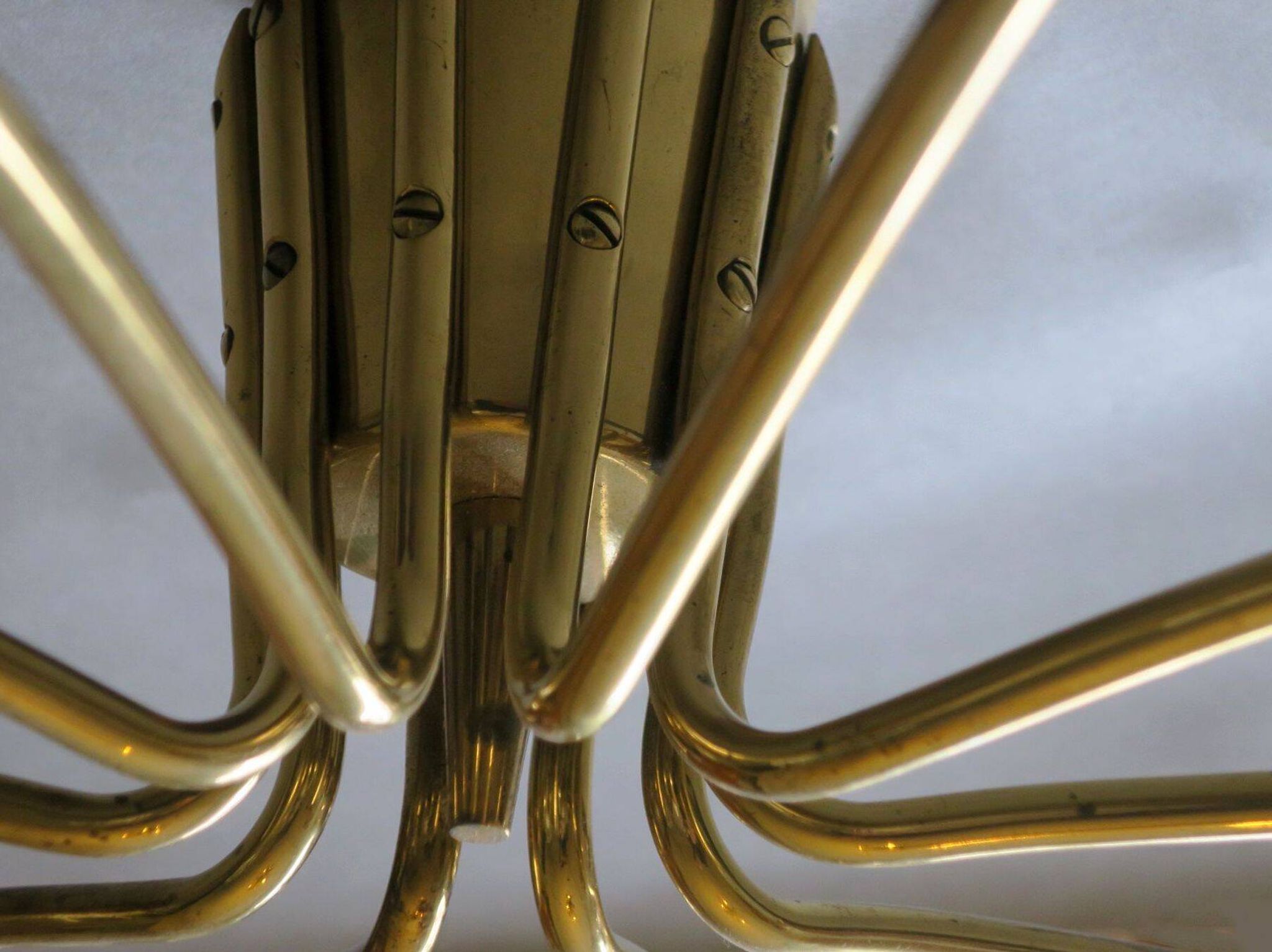Mid century Austrian elliptical brass and glass chandelier, 1950s