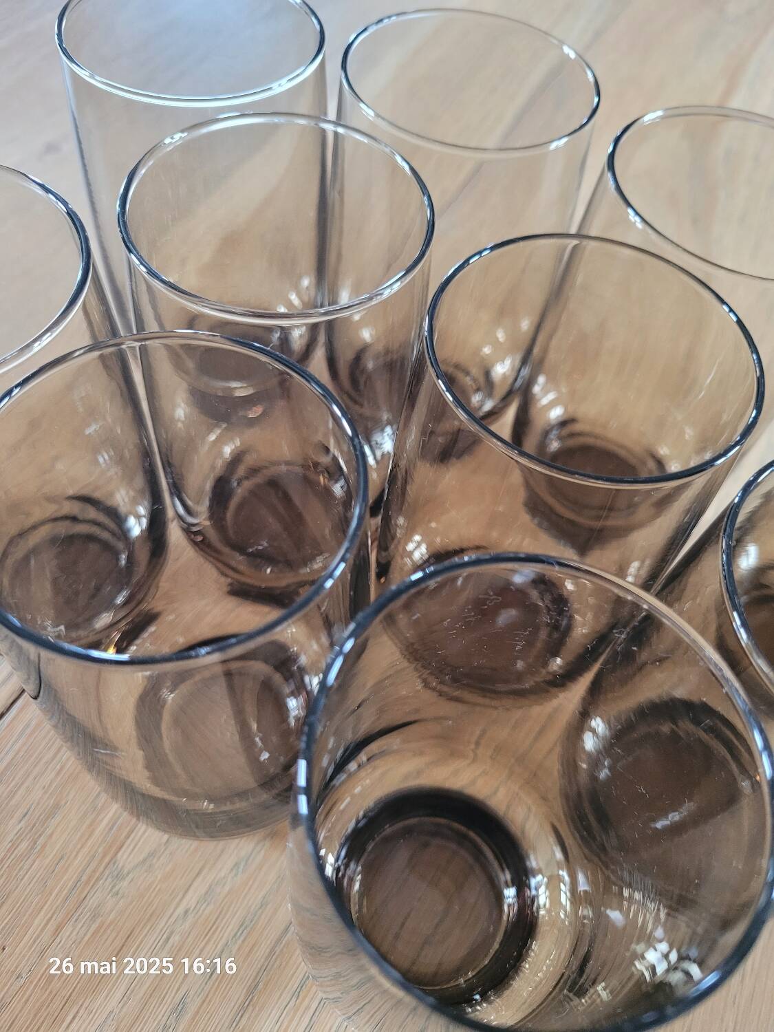 10 verres à eau en verre fumé BP