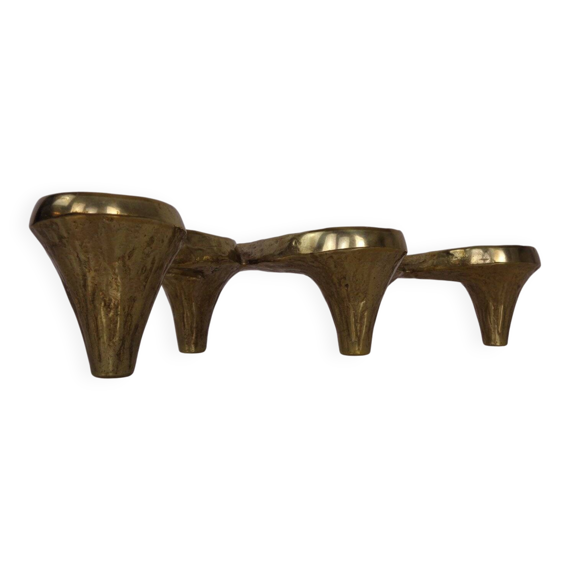 Large Brutalist Bronze Candleholder by Michael Harjes, 1960s