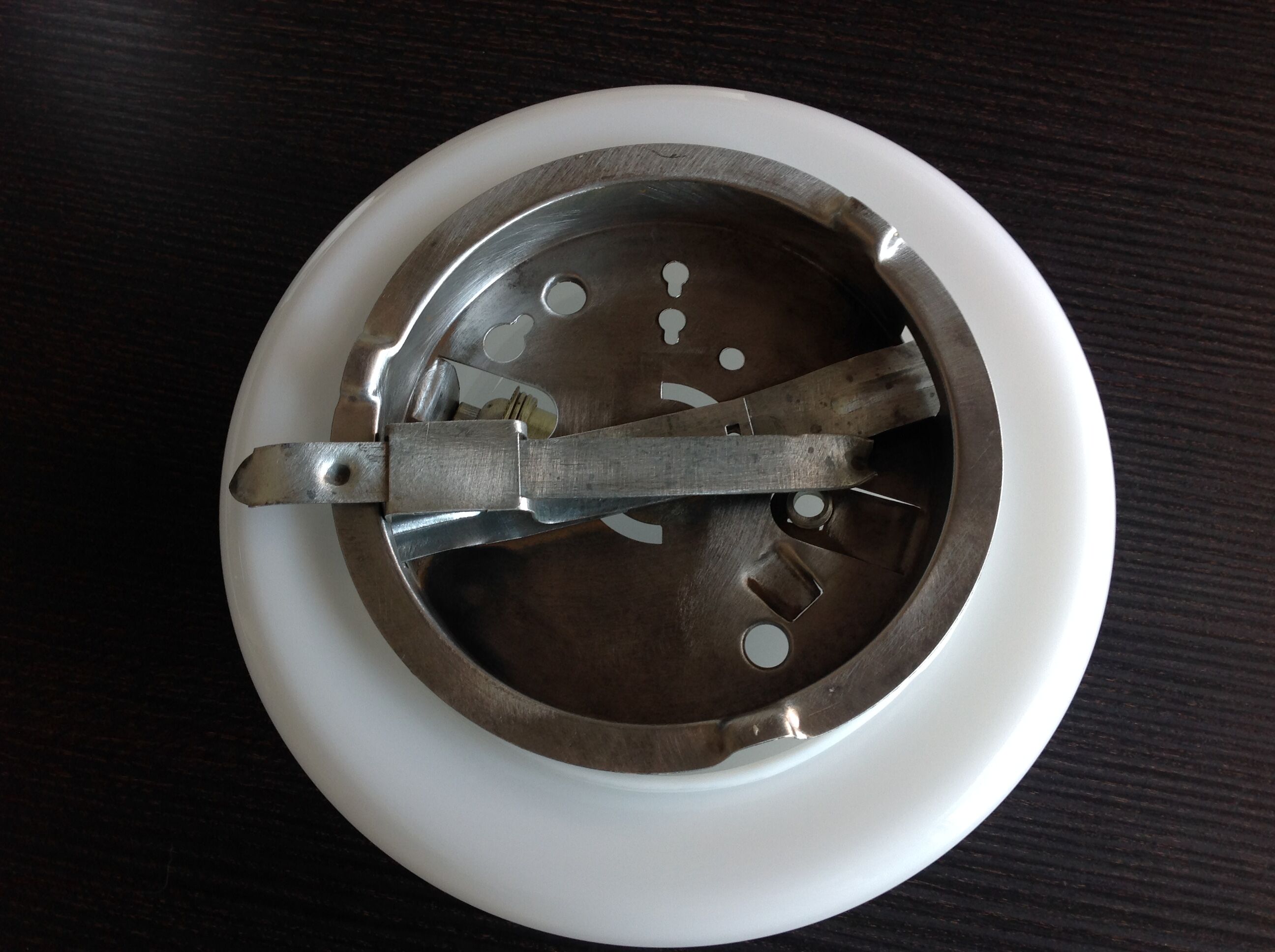Ceiling light in opaline White half moon / 60 - 70s vintage