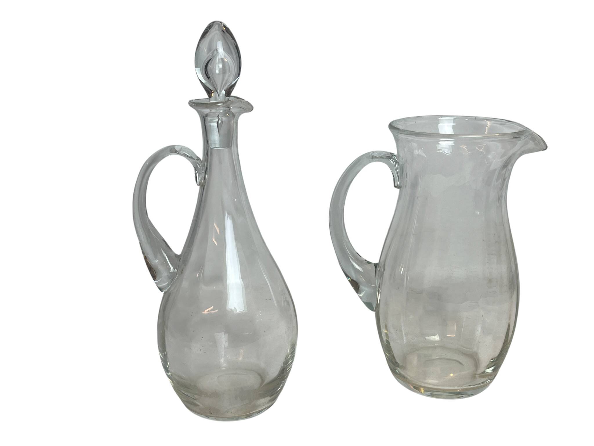 Tableware, faceted crystal carafe and pitcher, 20th century