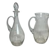 Tableware, faceted crystal carafe and pitcher, 20th century
