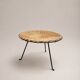 Small vintage tripod stool in woven rattan and black metal, dating from the 1970s.