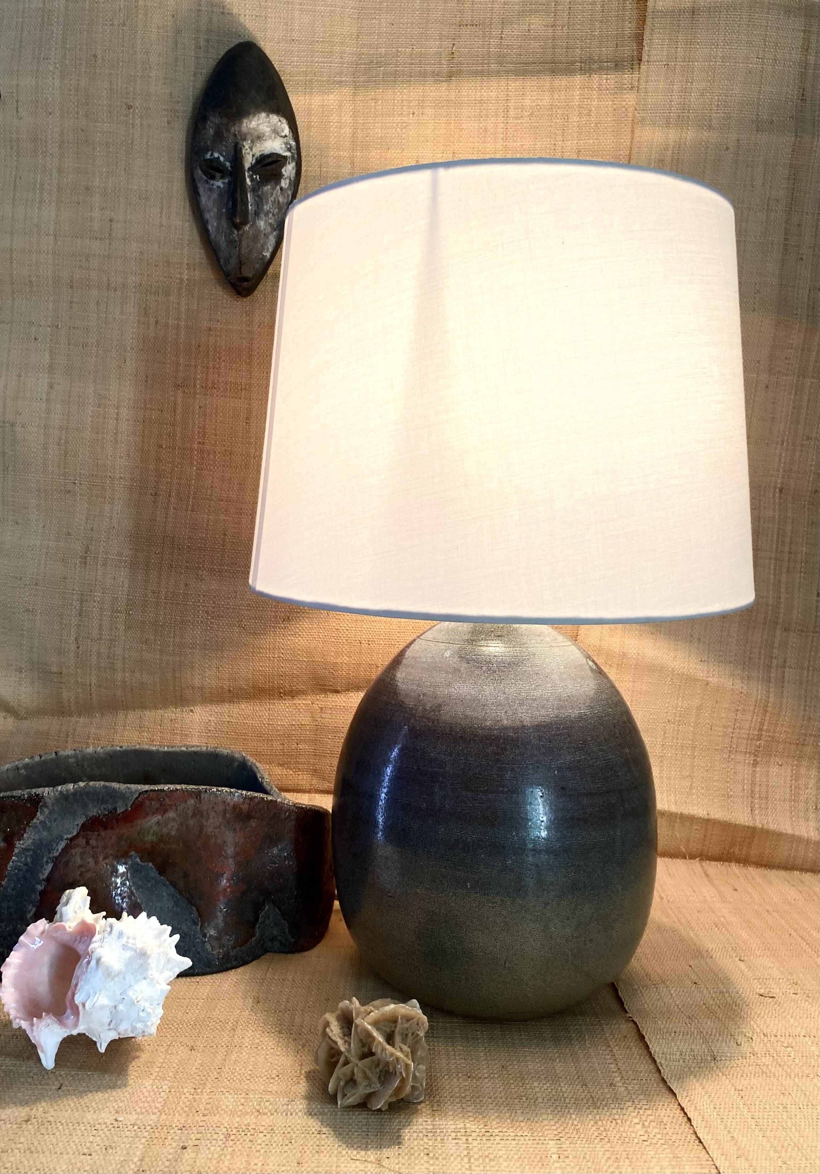 Lampe céramique, câble tissu 2M, abat-jour coton