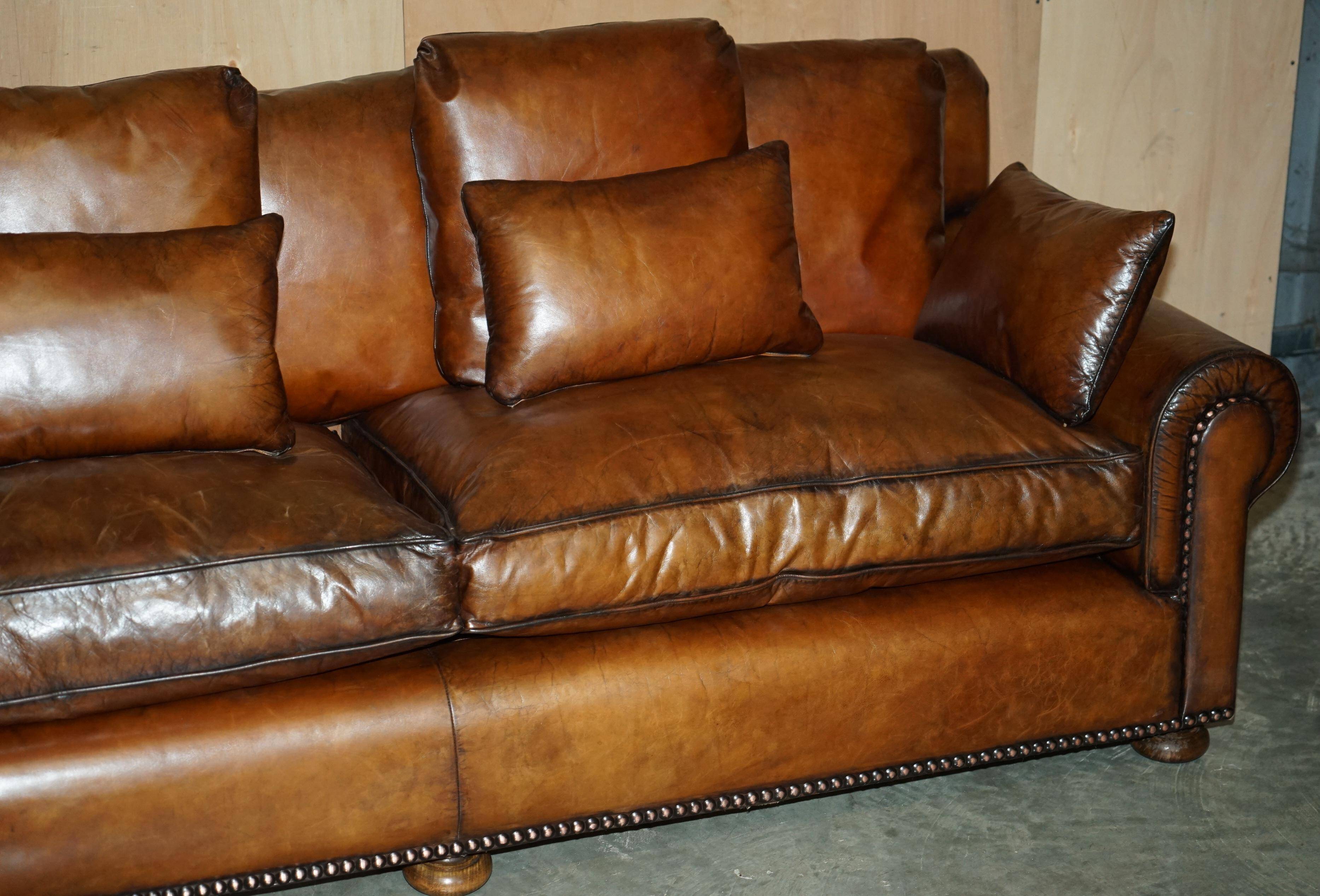 Pair of Ralph Lauren Jamaica club sofas restored in leather.