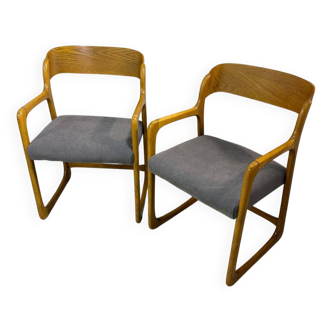 Pair of Baumann sleigh chairs / armchairs
