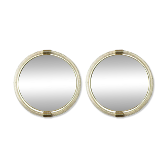 Classic Venetian Torciglione Murano Glass Wall Mirror Duo with Gold Leaf