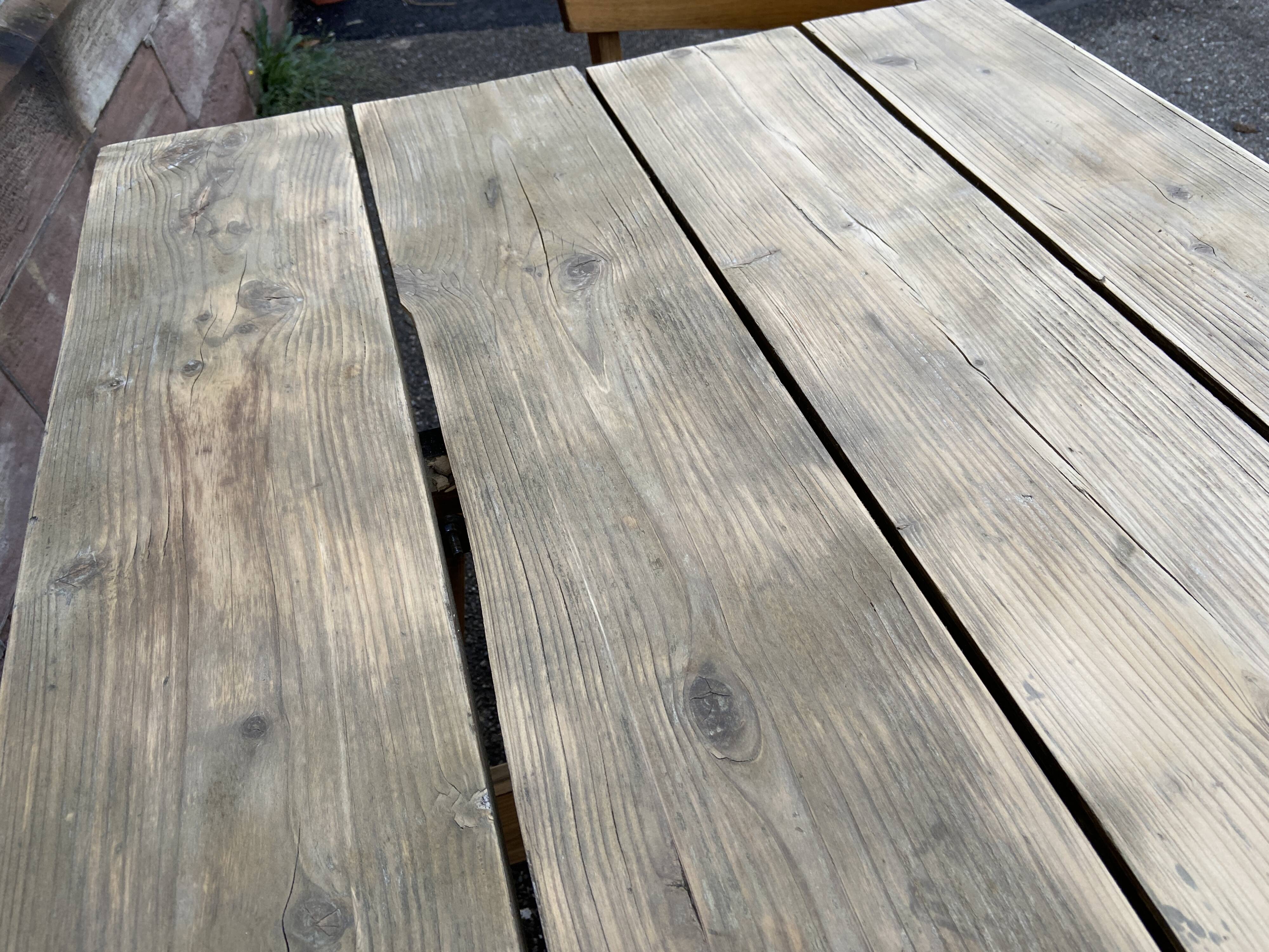 Large country farm table 240 cm in raw natural wood brewery fir