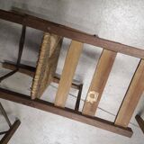 Pair of antique wooden straw-seated armchairs - Authentic country style