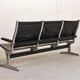 Charles Eames Black Leather 3-Seat Tandem Sling Airport Bench Herman Miller