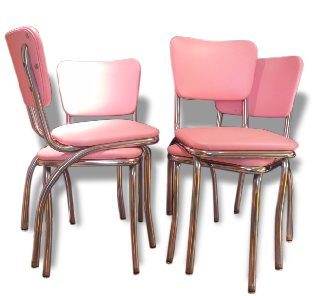 4 chaises USA rose