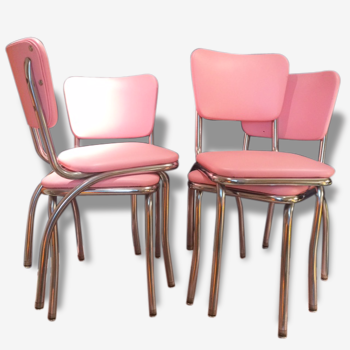 4 chaises USA rose