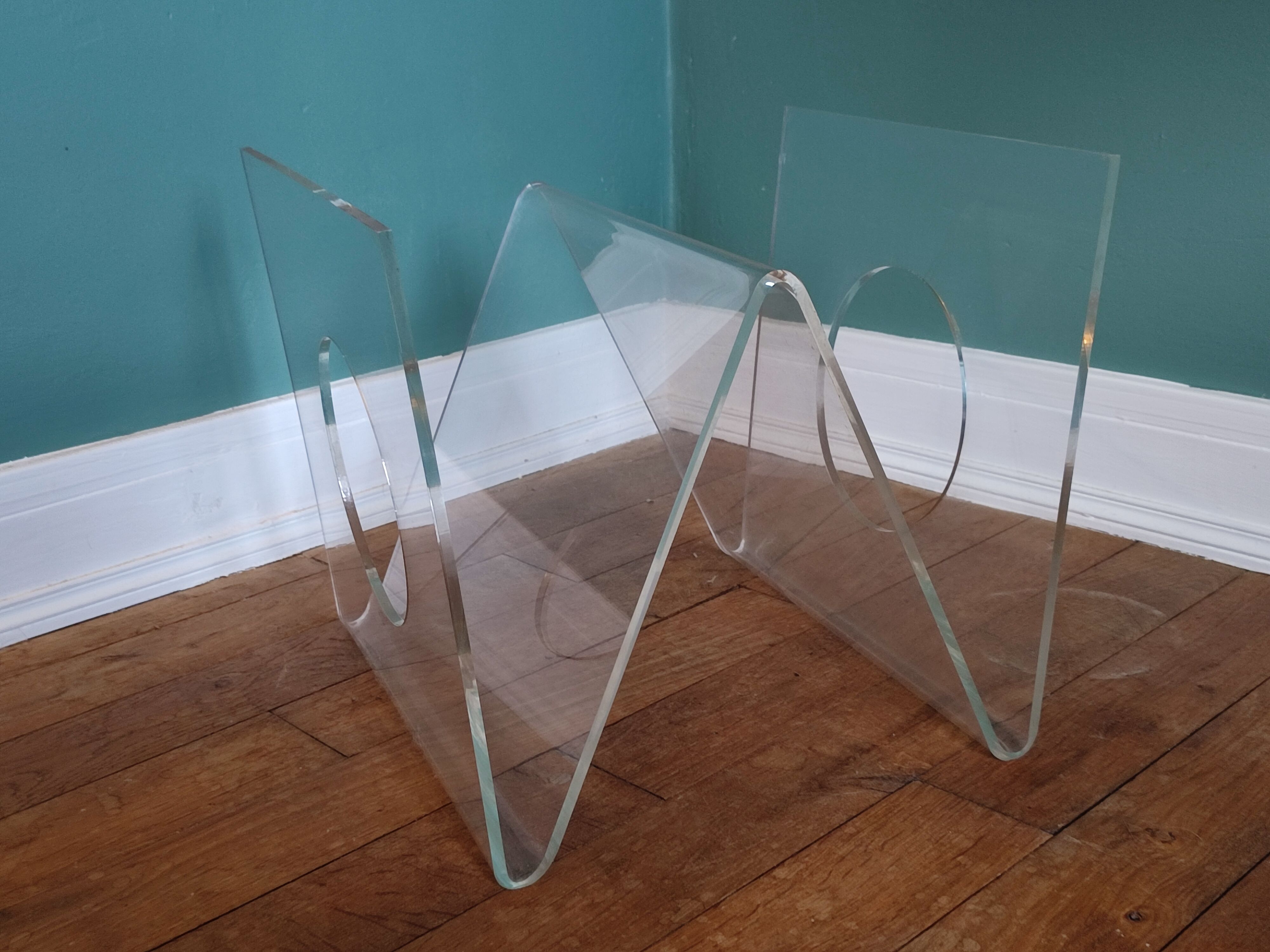 Vintage plexiglass magazine door roche bobois