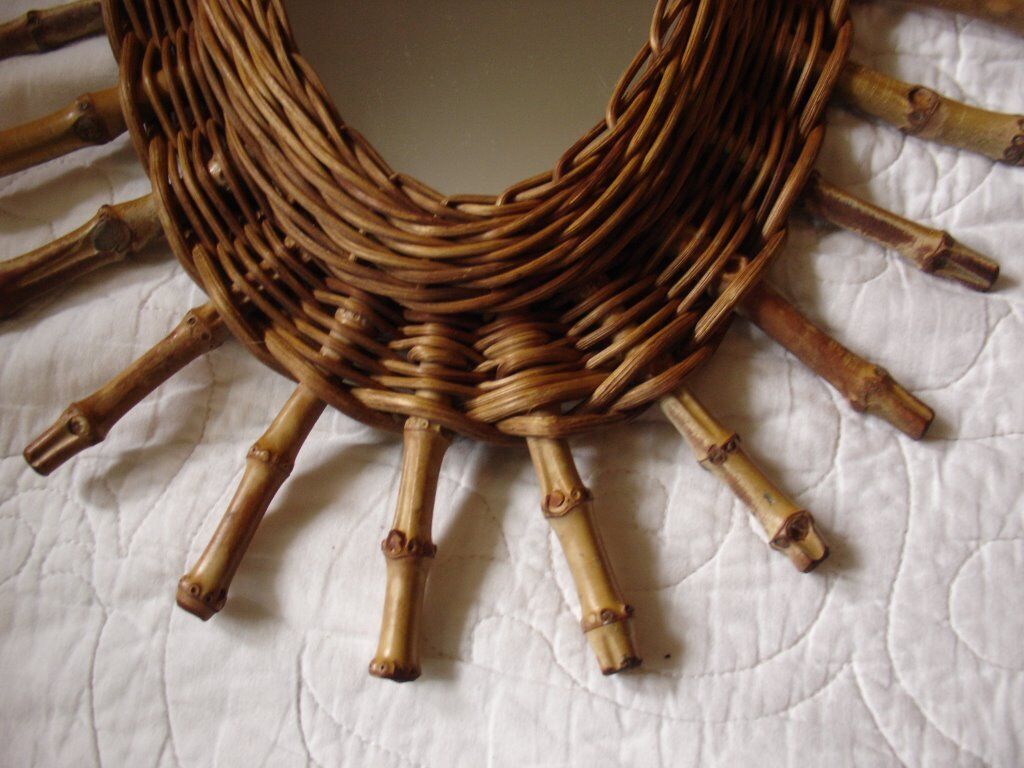 Mirror oval rattan bamboo sun 38x68cm