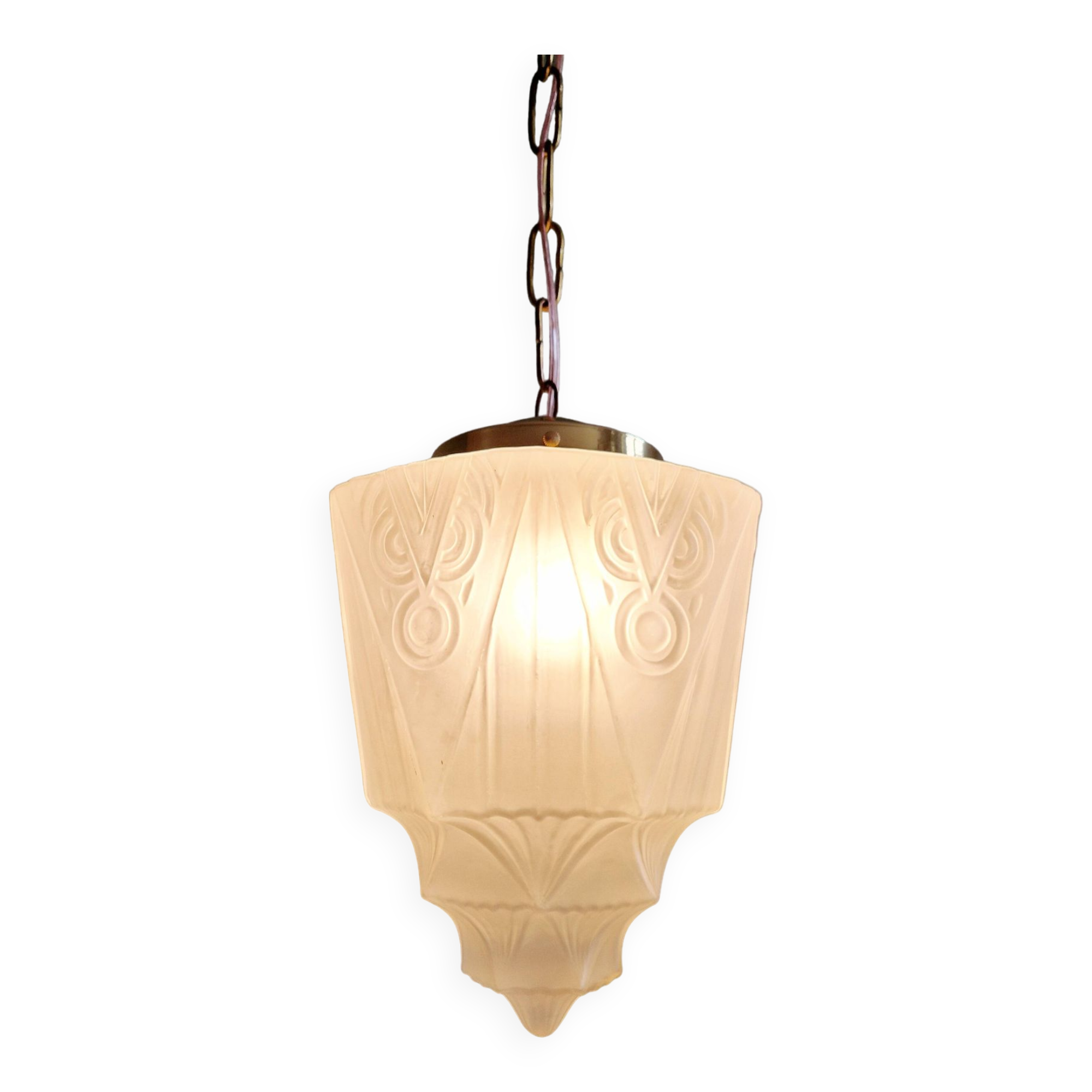 Art Deco pendant lamp in satin glass, 1920s-30s
