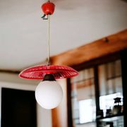 Lampe à Suspension de Table de Cuisine Mid-Century en Plastique Rouge, 1960s