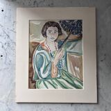 Watercolour Young Woman with Necklace