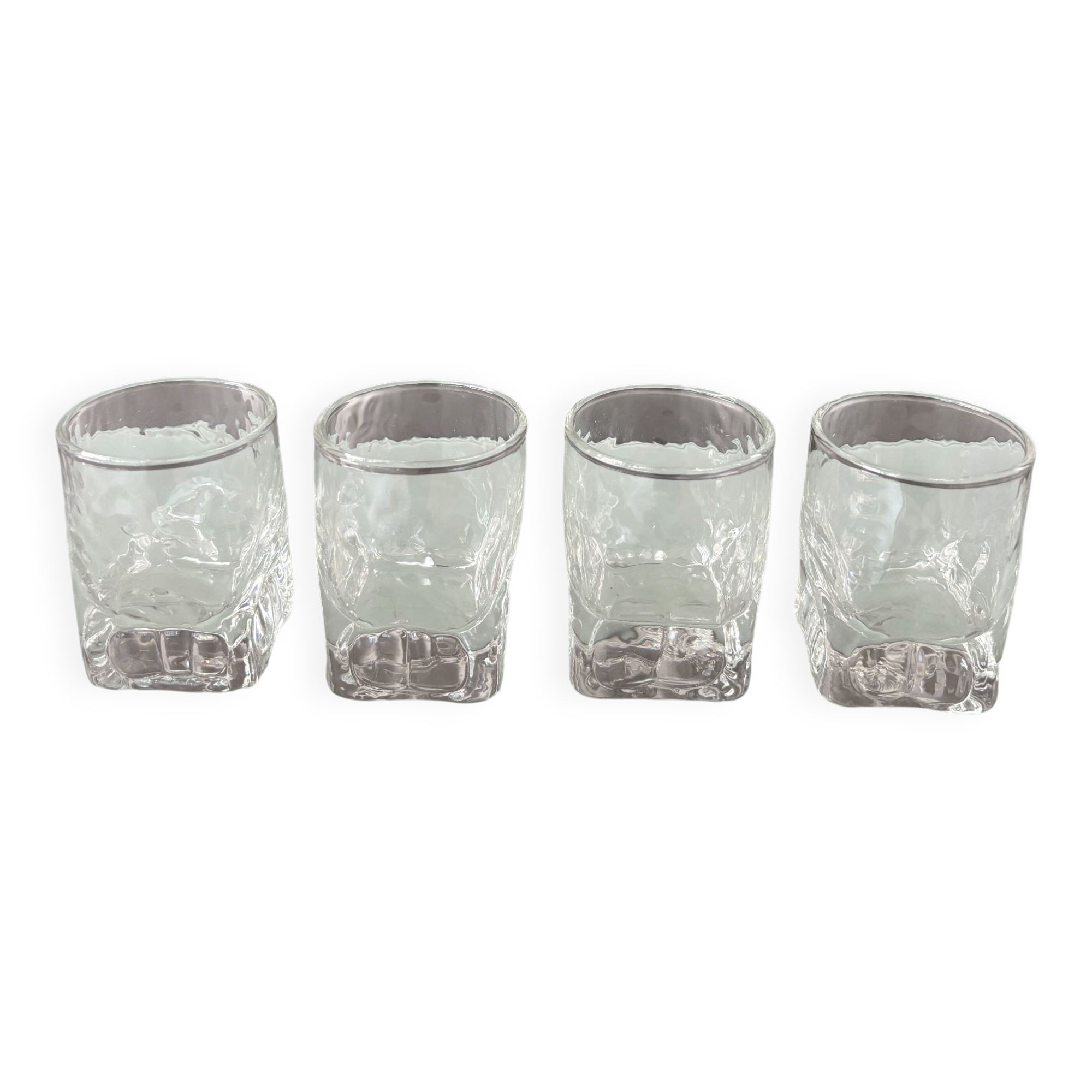 Set of 4 Vintage Brutalist Textured Shot Glasses