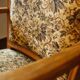 Vintage Salon Armchair with Floral Tapestry Upholstery and Scroll Armrests