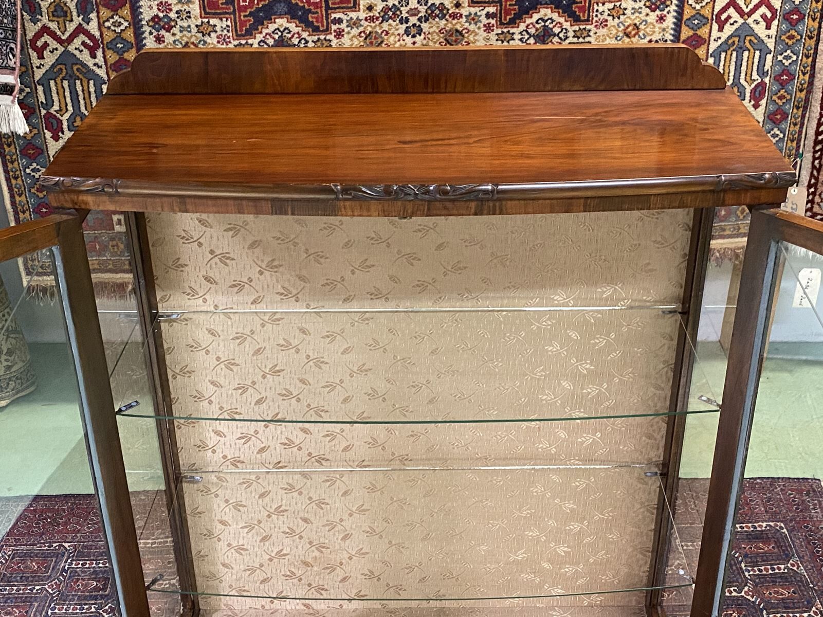 English art deco walnut showcase