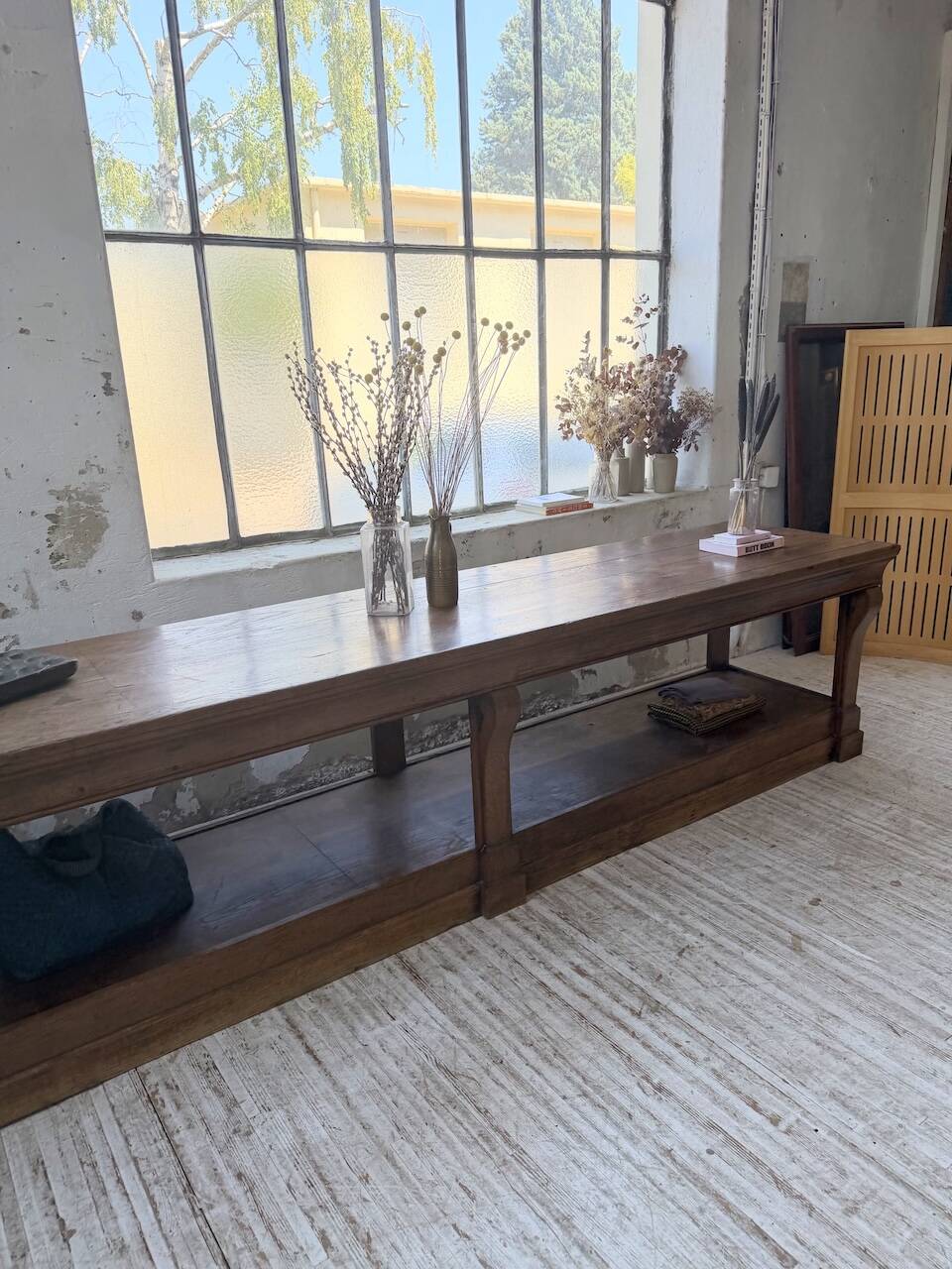 Table de gantier drapière 1900 chêne massif 330cm XL