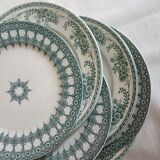 6 old dessert plates, iron earth, green décor