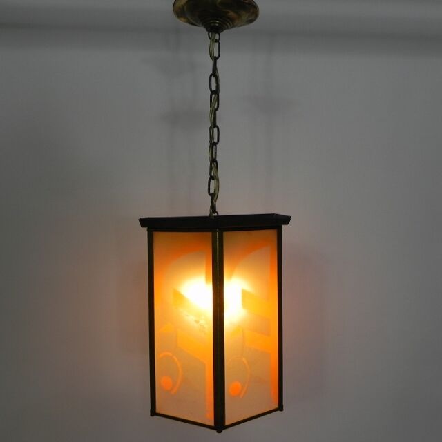 Art Deco hanging lamp with 6 glass plates