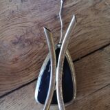 Double sconce in brass and tempered patterned glass 50s