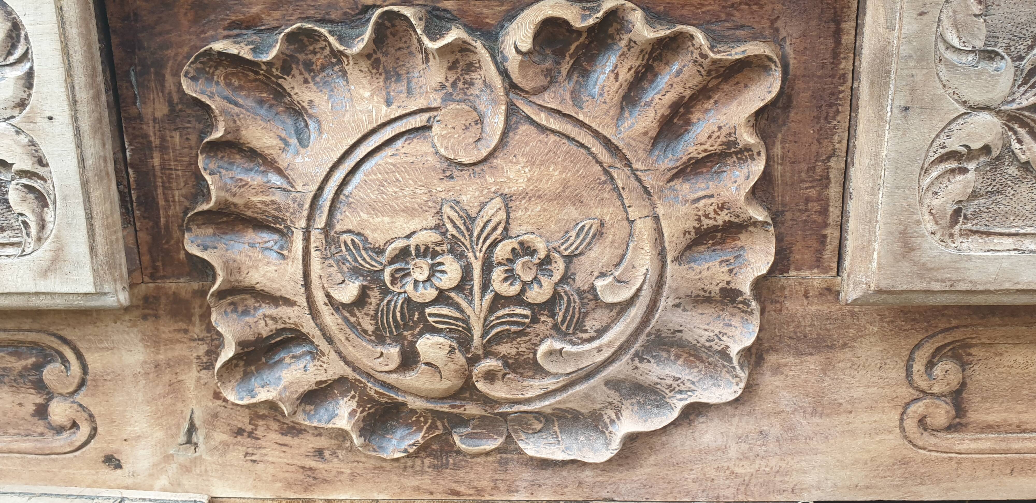 Provencal furniture in finely carved light walnut with wrought ironwork