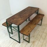 Vintage German beer table and benches of custom length