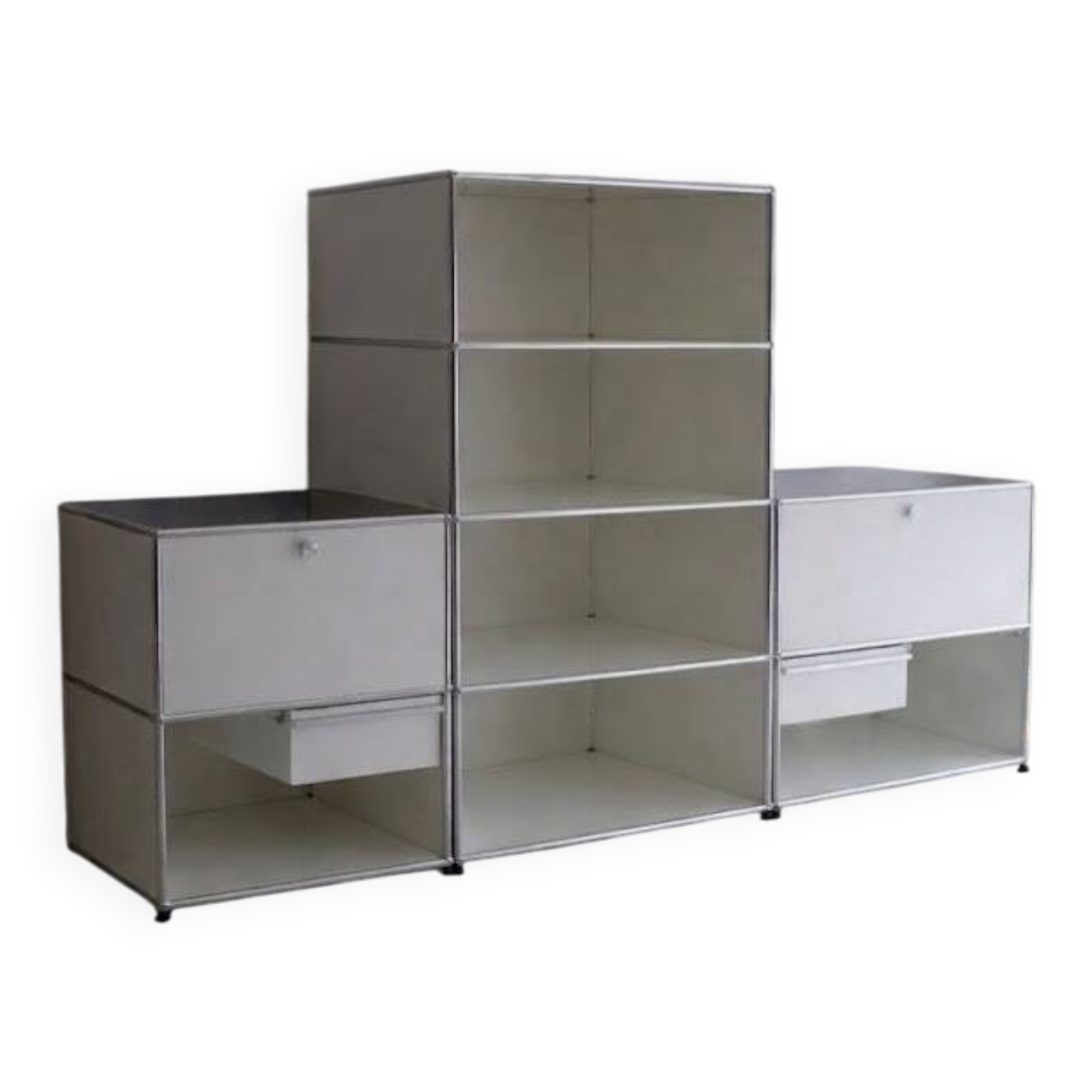 Lot of 3 designer furniture: usm haller white: 1 column with 2 modules.