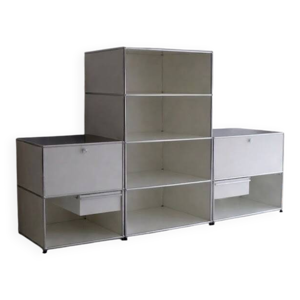 Lot 3 meubles design usm haller blanc 1 colonne 2 modules